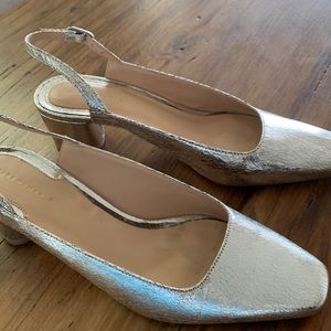 Zara silver low heeled sling back pump